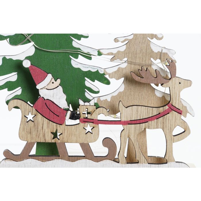 DKD Home Decor Decoración Luminosa Navidad Alpina Bosque, Madera con Luces LED, Rojo Verde Natural, Set 6 Unidades a pilas AA 2 DKD Home Decor Decoración Luminosa Navidad Alpina Bosque, Madera con Luces LED, Rojo Verde Natural, Set 6 Unidades a pilas AA 2