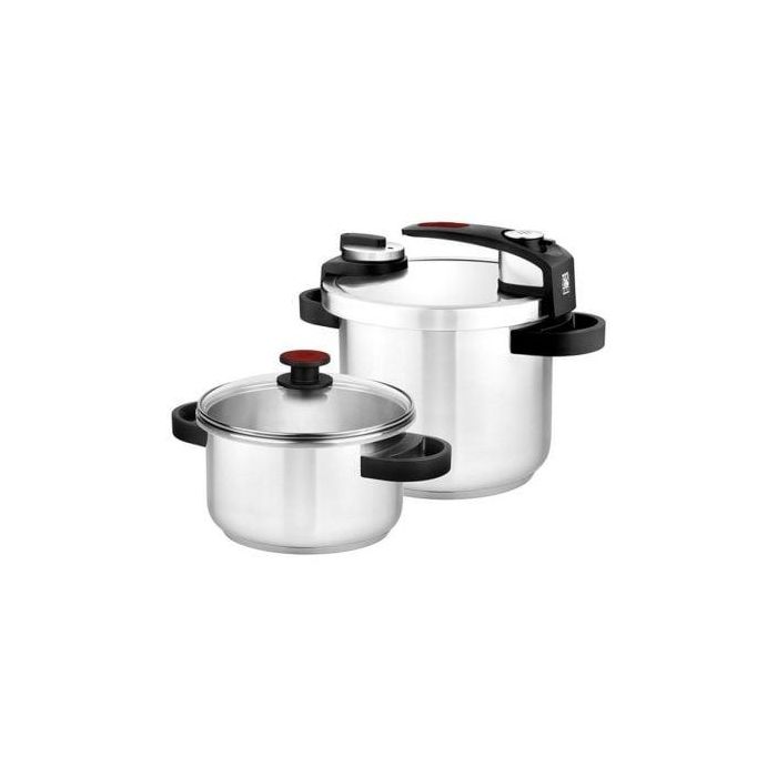 Bra A185605 Pack 2 Ollas a Presión Tekna 4L y 7L de Acero Inoxidable 18/10 con Triple Fondo Difusor y Apta para Inducción 0 Bra A185605 Pack 2 Ollas a Presión Tekna 4L y 7L de Acero Inoxidable 18/10 con Triple Fondo Difusor y Apta para Inducción 0