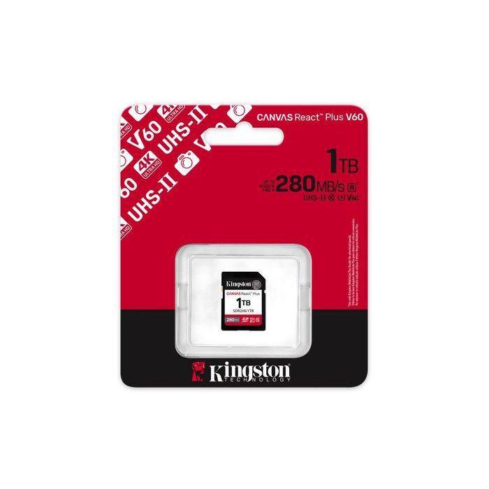 Kingston Canvas React Plus SDXC UHS-II 280R/150W U3 V60 Tarjeta de Memoria 1TB para Full HD/4K 2