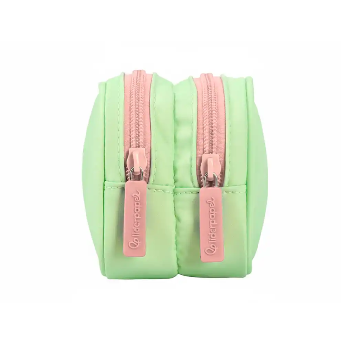 Liderpapel Estuche Portatodo Duo 3 Cremalleras con Bolsillo Frontal Verde Pastel 220x90x70mm 4