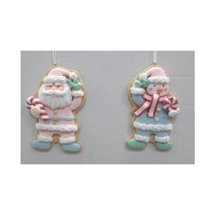 Decoracion Colgante Navidad Fantasia DKD Home Decor Rosa Azul 1.6 x 12 x 8 cm (12 Unidades)