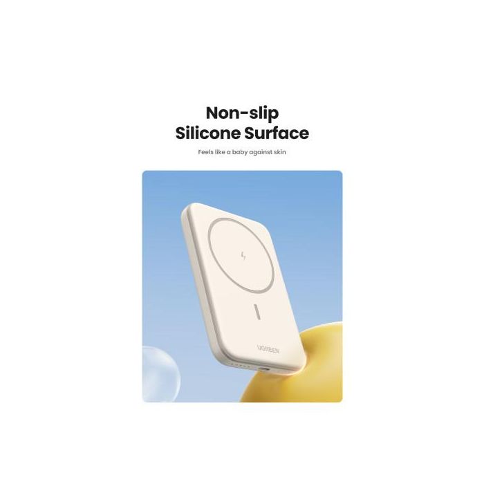 UGREEN 25208 Batería Externa 10000 mAh Cargador Inalámbrico Beige para iPhone 12-15 Series, Carga Rápida PD 20W