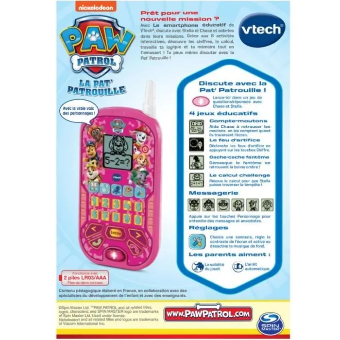 VTECH PAW PATROL El Smartphone Educativo Rosa Idioma Francés 4