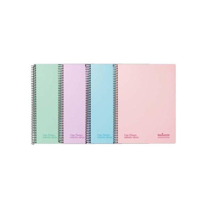 Bloc Navigator Tapa Extra A4 80H Cuadric.4X4 80G Pastel Surtido (5 Col.) (Set de 5)