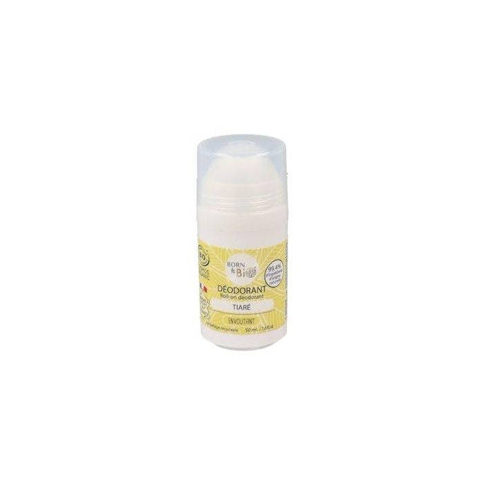 BORN TO BIO Desodorante Bio Tiaré Mujer 50ml con Bambú y Salvia Orgánica, Fragancia Floral Exótica