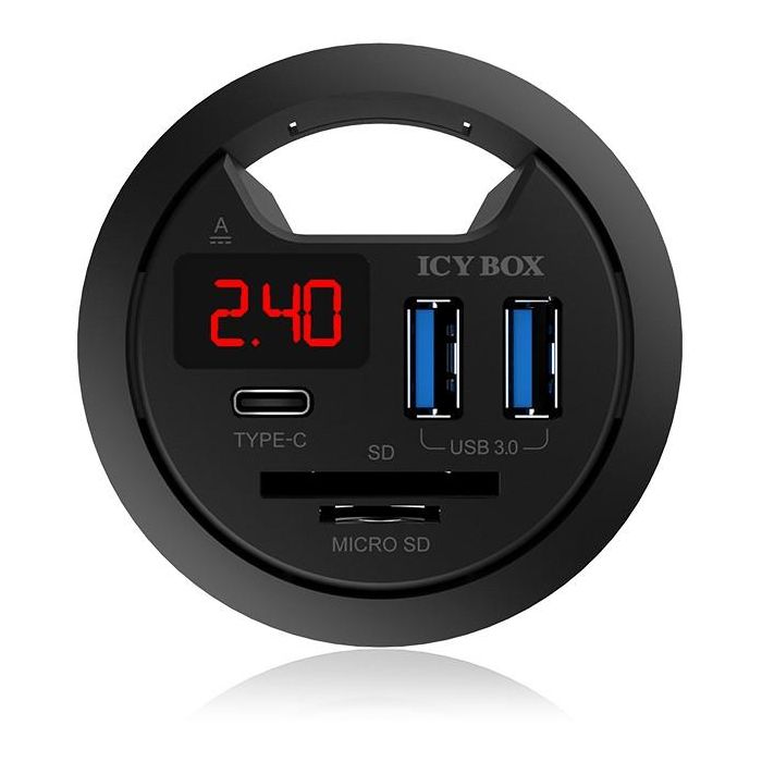 HUB Tisch-Hub mit 2 Kartenlesern. Ladefunktion und LED Anzeige ICY BOX 1