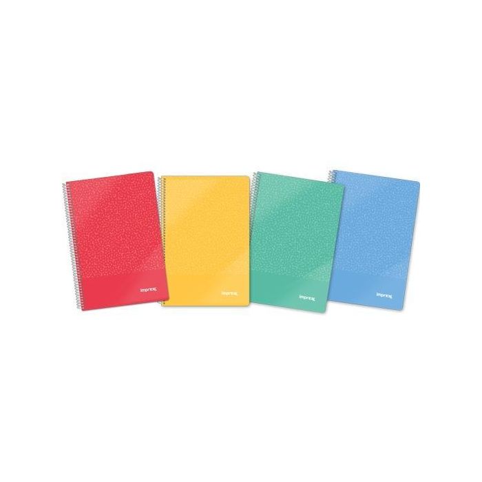 IMPREX Cuaderno Espiral Tapa PP Folio 80H 90 Gr Cuadrícula 4x4 Colores Surtidos (Pack 4 Unidades) (4 Unidades)