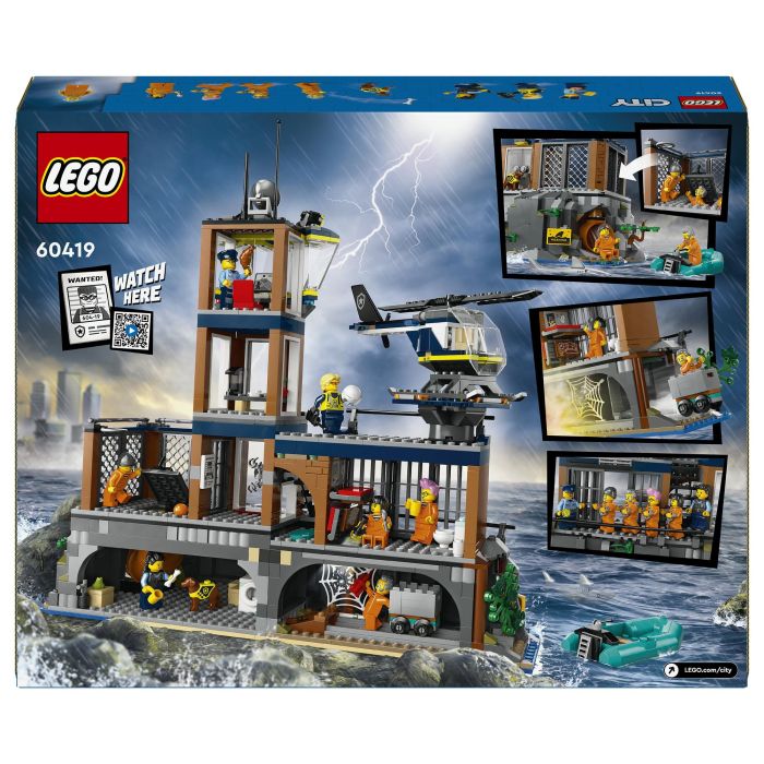 LEGO 60419 City Prisión de Policía de Aguas Profundas Juguete con Helicóptero Barco 7 Minifiguras Figura de Perro