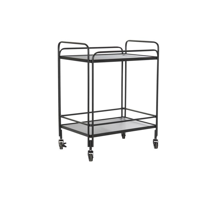 DKD Home Decor Camarera Loft de Metal y Cristal Negra 40.5 cm Largo x 75.5 cm Alto x 60.5 cm Ancho