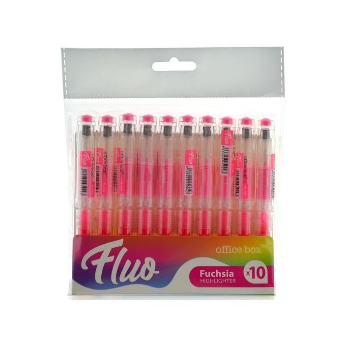 Office Box Marcador Fluorescente Fluo Recargable Rosa Pack 10 Ud