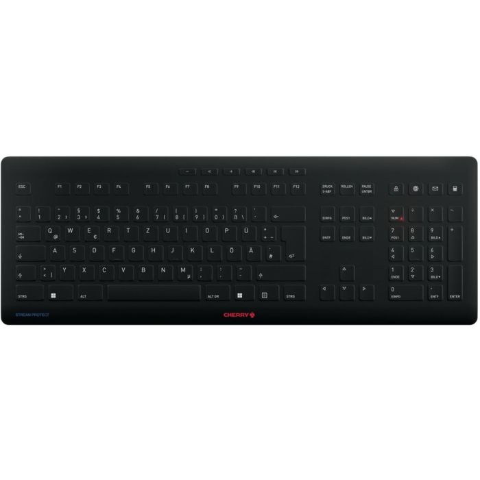 Cherry Keyboard STREAM PROTECT WIRELESS Negro Teclado Inalámbrico [Diseño Alemán]