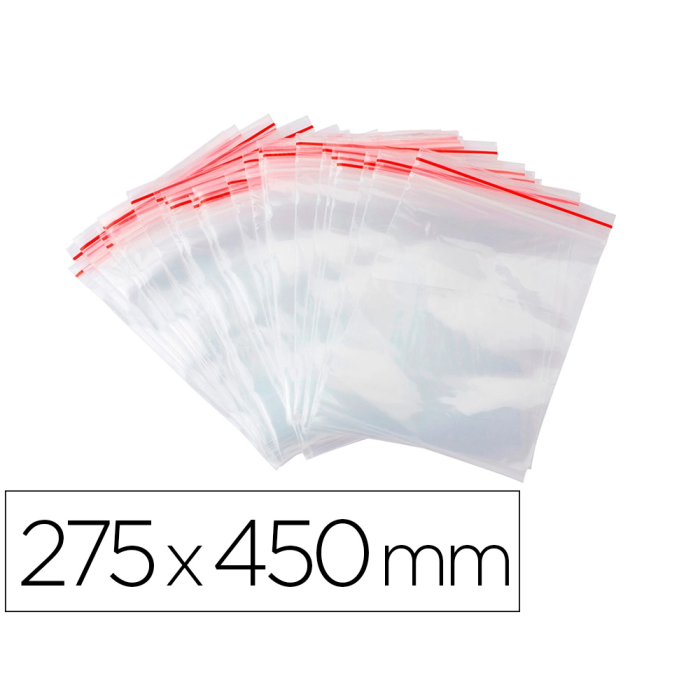 Q-connect Bolsa plastico autocierre 275x450 mm paquete de 100 unidades