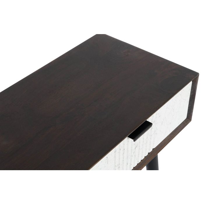 DKD Home Decor Consola Moderna Blanco Wengue Negro 105x35x77 cm con 2 Cajones y Estructura Desmontable de Mango y Metal 1