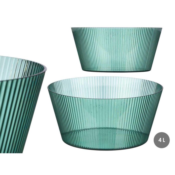Bol Rayas Verde Grande 4 L Leknes 25.4x12x25.4 cm (12 Unidades) Bol Rayas Verde Grande 4 L Leknes 25.4x12x25.4 cm (12 Unidades)