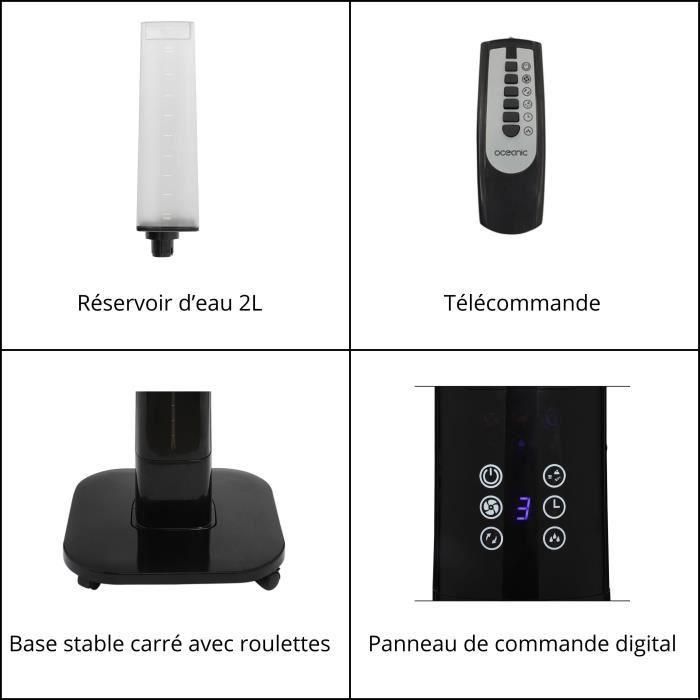 Oceanic OCEAVB70B1 Ventilador nebulizador de pie 2 en 1 - Ø44 cm, 70 W, 2 L, Mando a distancia, Temporizador 5