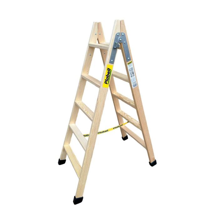 Escalera de madera 5 peldaños 139cm plabell