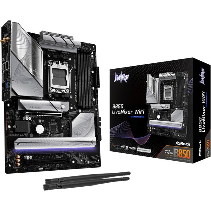 ASRock B850 LiveMixer WiFi Placa Base AMD AM5 DDR5, Compatible Ryzen 7000/8000/9000, ATX, WiFi 7