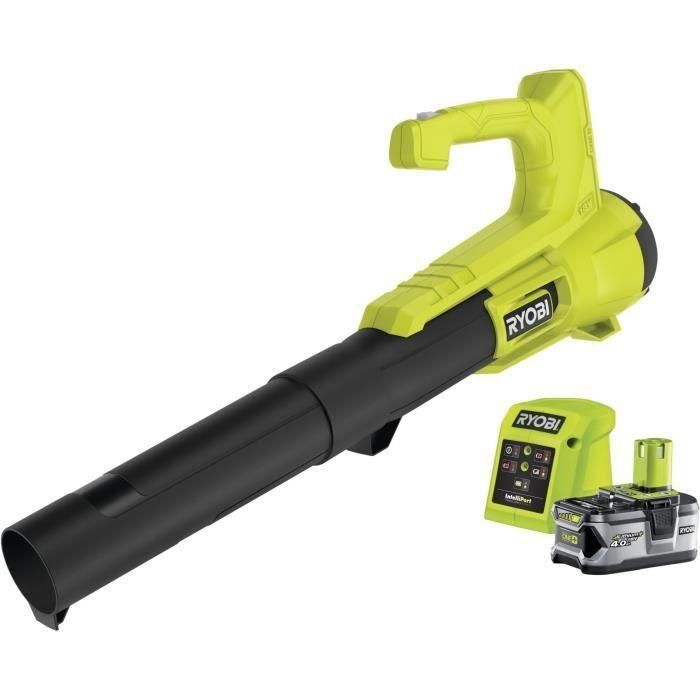 Ryobi RY18BLA-140 Soplador de hojas inalámbrico 18V ONE+ Turbo Jet 145 km/h, 7.1 m³/min, con batería 4.0 Ah y cargador