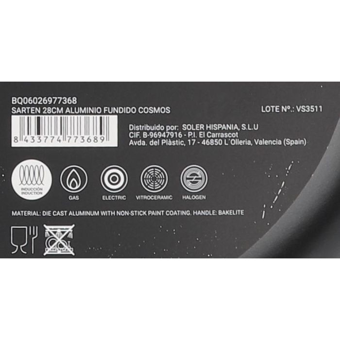 Sartén de aluminio fundido Quttin Cosmos 28 cm (6 Unidades) 12 Sartén de aluminio fundido Quttin Cosmos 28 cm (6 Unidades) 12