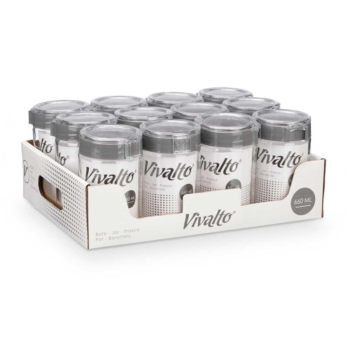 Bote Tapa 660Ml Gris Vivalto 9X15CM (12 Unidades) 2 Bote Tapa 660Ml Gris Vivalto 9X15CM (12 Unidades) 2