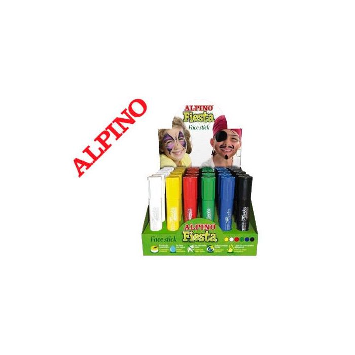 Barra Maquillaje Alpino Fiesta Face Stick Expositor De 36 Unidades Colores Surtidos