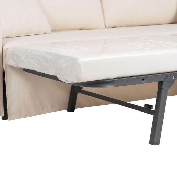 Sofá Cama 200 x 94 x 86 cm Tejido Sintético Crema 4