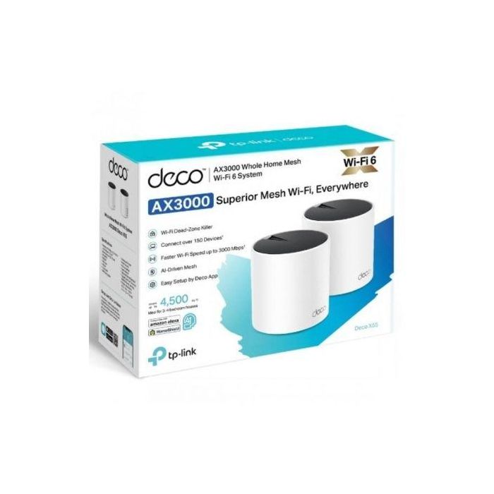 TP-Link DECO X55 (2-Pack) Enrutador de malla Wi-Fi 6 Doble banda (2.4 GHz / 5 GHz) Blanco 2