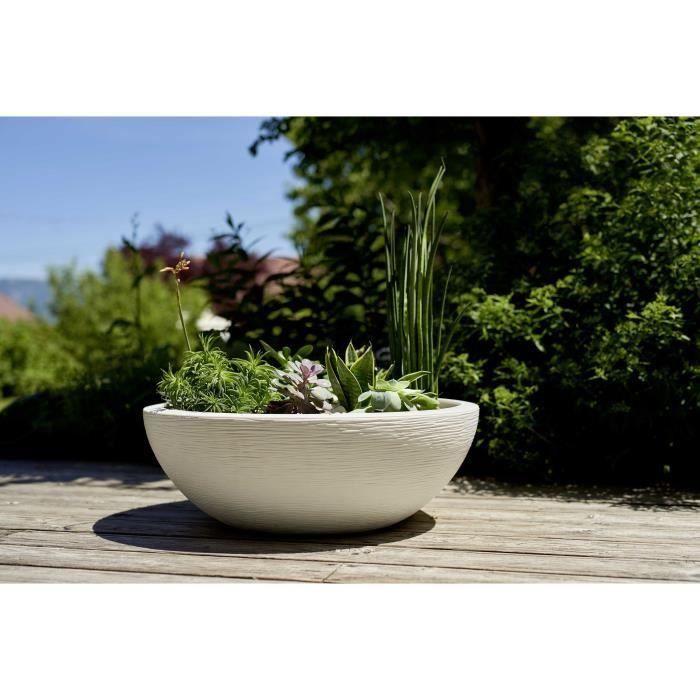 Eda Macetero Serie Lavabo Graphit Ø59cm 39L - Blanco encalado Moderno - Doble Pared, Anti-UV, Interior/Exterior, Retención agua 1 Eda Macetero Serie Lavabo Graphit Ø59cm 39L - Blanco encalado Moderno - Doble Pared, Anti-UV, Interior/Exterior, Retención agua 1