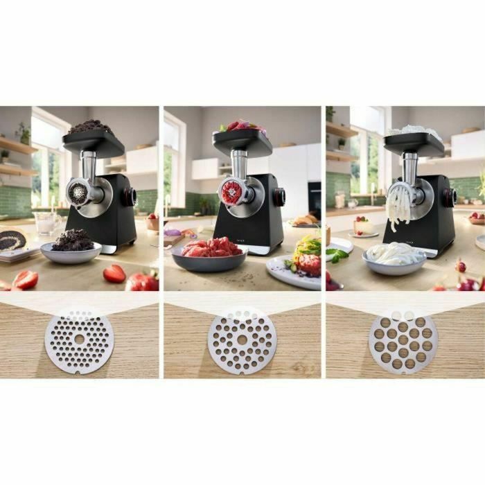 Bosch MFWS650B Picadora de carne Serie 6, 500 W, 3,5 kg/min, 3 rejillas Negra 1