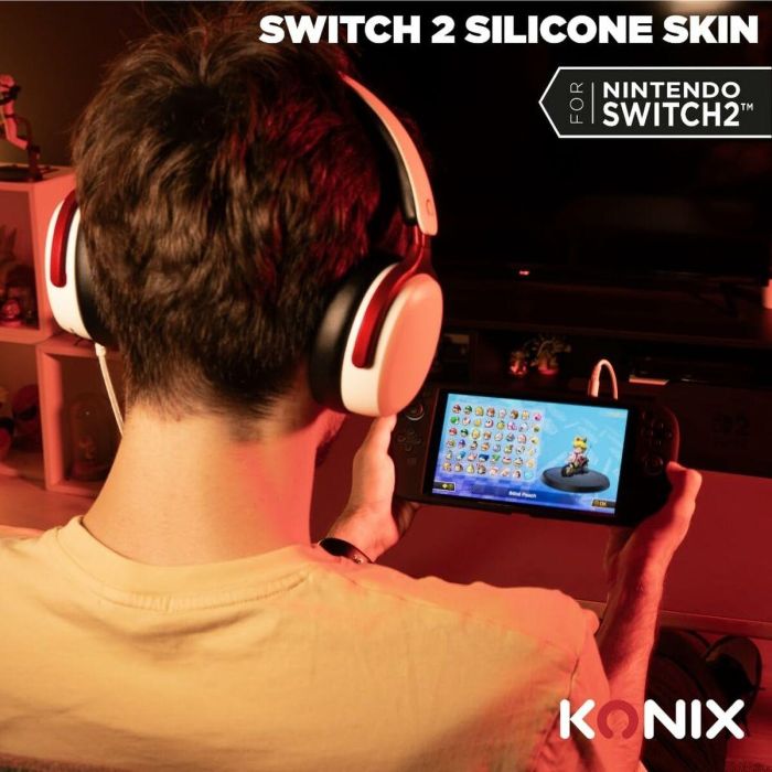 Konix Funda Protectora para Nintendo Switch 2, Silicona, Antideslizante, Antigolpes, Antiarañazos y Antipolvo, Negro 9