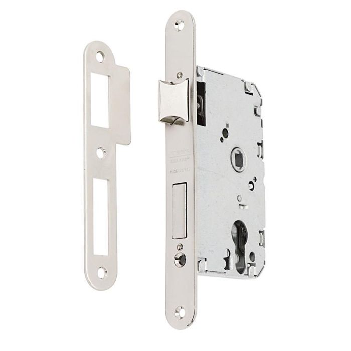 TESA 2010-Pr 50Hn Cerradura de Embutir D-47 E-50 para Puertas de Madera Sin Cilindro Reversible Níquel Canto Redondo
