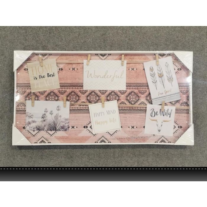 DKD Home Decor Marco de Fotos Decorativo de Lienzo Étnico Marrón de 60x30x2 cm - Pack de 2 Unidades