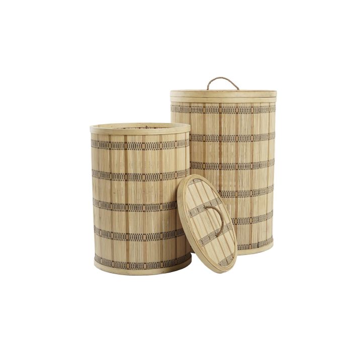 DKD Home Decor Cesta Urban de Bambú Marrón con Tapa, de 40 cm Ancho x 63 cm Alto x 40 cm Profundo, Set de 2 Unidades 1 DKD Home Decor Cesta Urban de Bambú Marrón con Tapa, de 40 cm Ancho x 63 cm Alto x 40 cm Profundo, Set de 2 Unidades 1