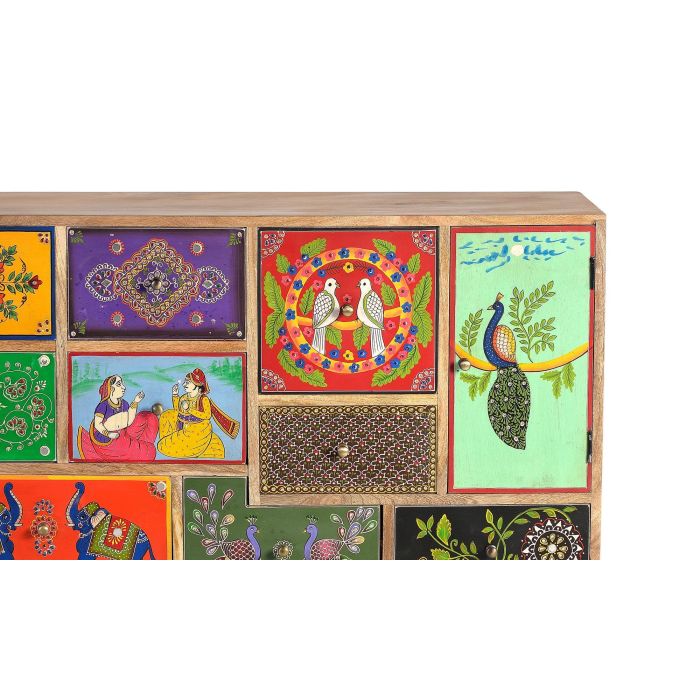 Giner y Colomer Mueble de Madera de Mango Pintado a Mano Multicolor 90x112 cm 2 Giner y Colomer Mueble de Madera de Mango Pintado a Mano Multicolor 90x112 cm 2