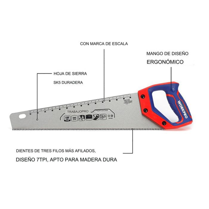 Serrucho universal 40cm. workpro 3 Serrucho universal 40cm. workpro 3