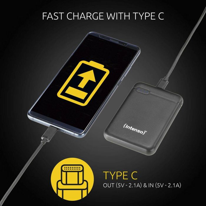 Intenso XS5000 Powerbank 5000mAh USB Tipo-C, Diseño Ergonómico, Negro 6