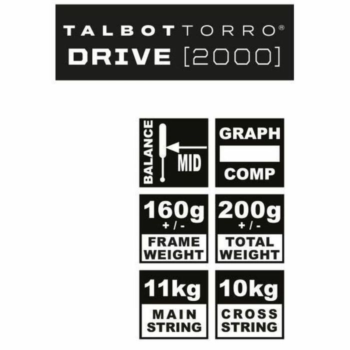 Talbot Torro TAL4015752510024 Raqueta Drive 2000 Cordaje US 500 Cabeza 500cm² Marco 19mm/160g 200g 1 Talbot Torro TAL4015752510024 Raqueta Drive 2000 Cordaje US 500 Cabeza 500cm² Marco 19mm/160g 200g 1
