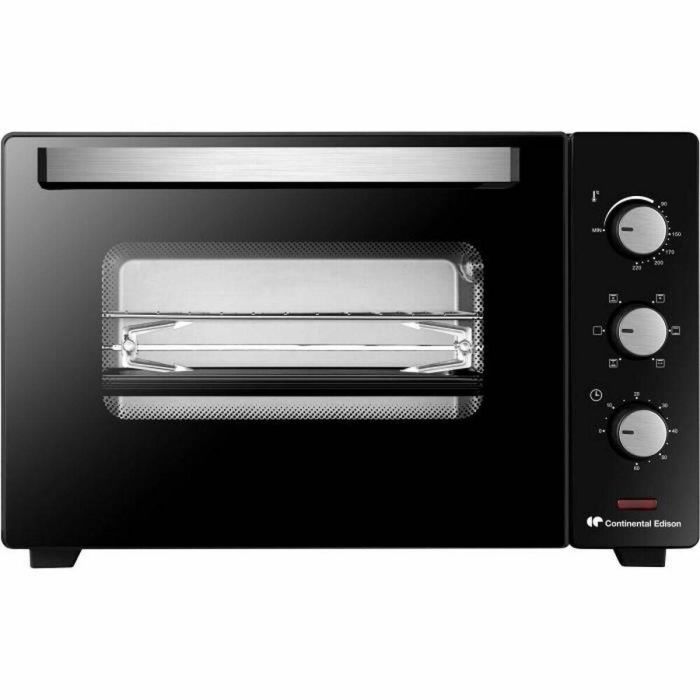 Continental Edison MF38N Minihorno 38L, 1600W, Negro, con 2 niveles de potencia, temporizador y controles mecánicos
