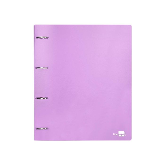 Carpeta Liderpapel 4 Anillas Mixtas 40 mm Polipropileno Din A4 Lavanda Opaco 1