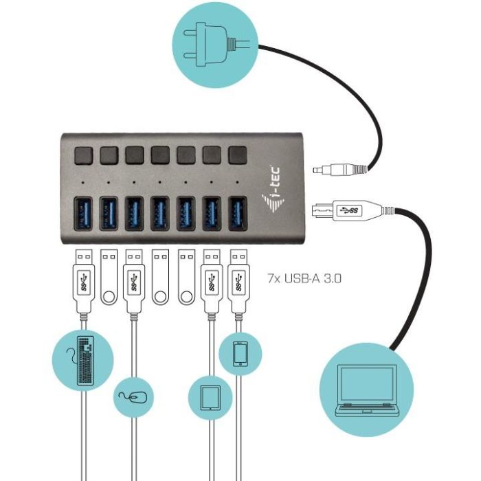 Hub USB i-Tec U3CHARGEHUB7 1 Hub USB i-Tec U3CHARGEHUB7 1