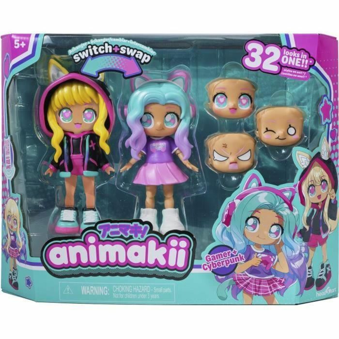 Bandai HEA26350 Muñeca Animakii Personalizable CyberPunk y Gamer