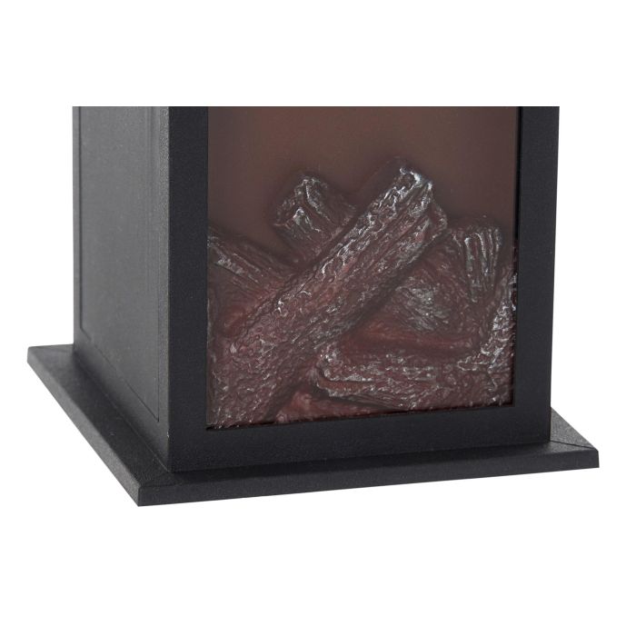 DKD Home Decor Chimenea de Navidad Alpina Negra de PP con LED 12x18x12 cm a Pilas AA 1