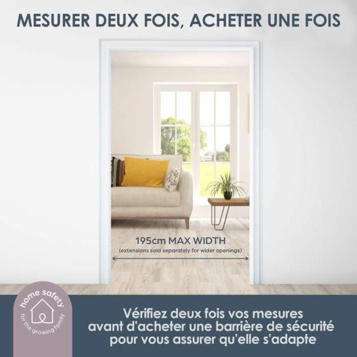 DREAMBABY Barrera de seguridad Discovery 3 Blanco de 74,5 cm a 1,95 m 1