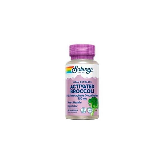 SOLARAY Activated Broccoli Seed Extract 350mg, 10% Sulforafano Glucosinolatos, Apoyo Cardiovascular y Digestivo, 30 Cápsulas