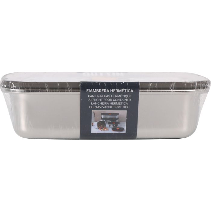 Fiambrera hermética rectangular de acero inoxidable Quttin 600 ml (12 Unidades) 1 Fiambrera hermética rectangular de acero inoxidable Quttin 600 ml (12 Unidades) 1
