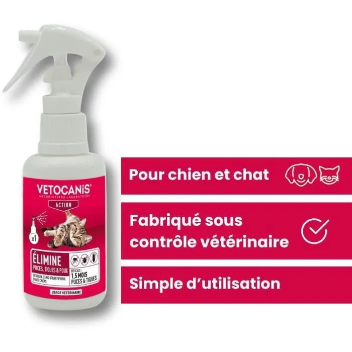 Vetocanis Spray Antiparasitario Antipulgas Anti-garrapatas para Perros y Gatos - 100 ml 2