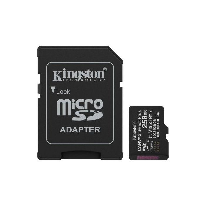 Kingston SDCS3/256GB MicroSDXC Canvas Select Plus 256GB Clase 10 UHS-I A1 150MB/s + Adaptador