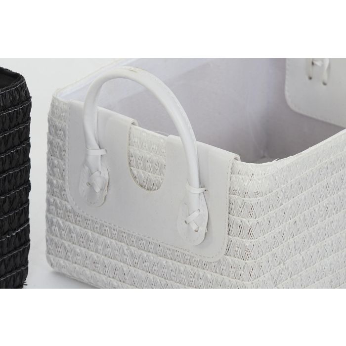 Cesta Basicos DKD Home Decor Blanco Negro 34 x 49 x 45 cm Set de 5 4 Cesta Basicos DKD Home Decor Blanco Negro 34 x 49 x 45 cm Set de 5 4