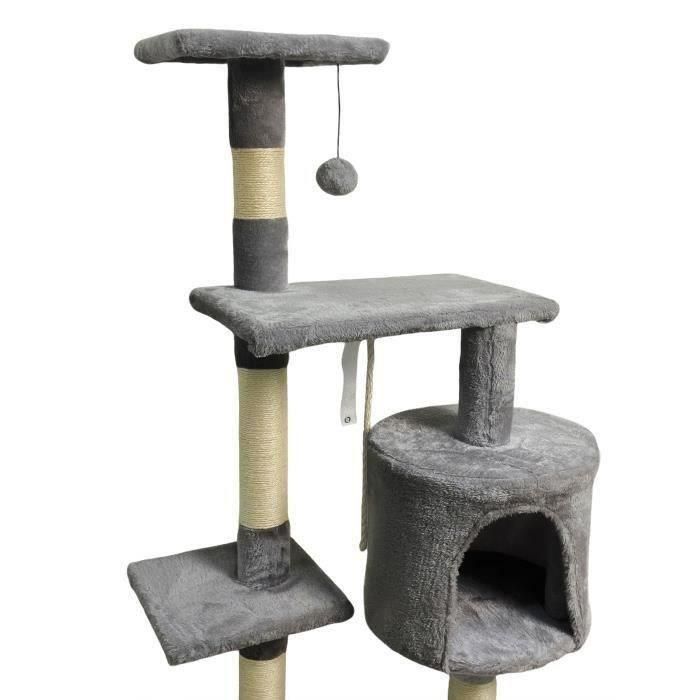 PALOMA Rascador para gatos gris oscuro 40 x 40 x 114 cm - 3 plataformas, 1 cuerda, 1 nicho, rascadores 4 PALOMA Rascador para gatos gris oscuro 40 x 40 x 114 cm - 3 plataformas, 1 cuerda, 1 nicho, rascadores 4