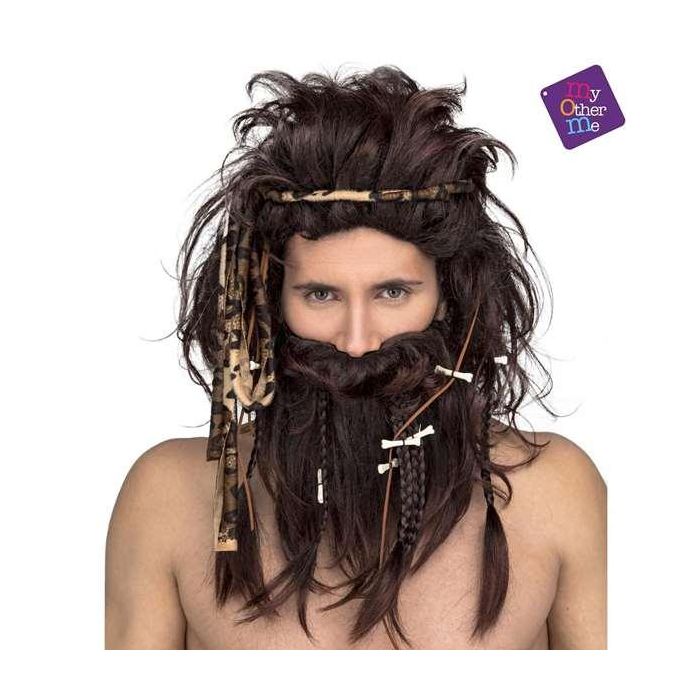 My Other Me Peluca Hombre Cavernícola para Disfraces y Fiestas Temáticas, Accesorio de Vestuario Multicolor 185g, Edad Mínima 3 Años 4